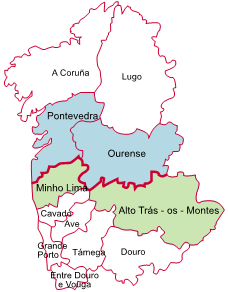 Mapa do Norte de Portugal e Galiza