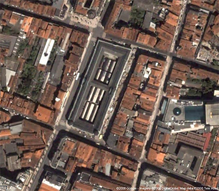 Zona do Bolhão vista de satélite